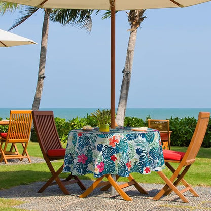 Round Outdoor Tablecloth with Umbrella Hole Umbrella Tablecloth Patio Tablecloths with Zipper for Courtyards, Terraces, and Beaches 60 in