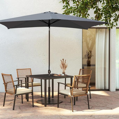 Blissun Rectangular Patio Umbrella, Table Market Umbrella with Tilt and Crank, Outdoor Umbrella for Garden, Deck, Backyard, Pool and Beach