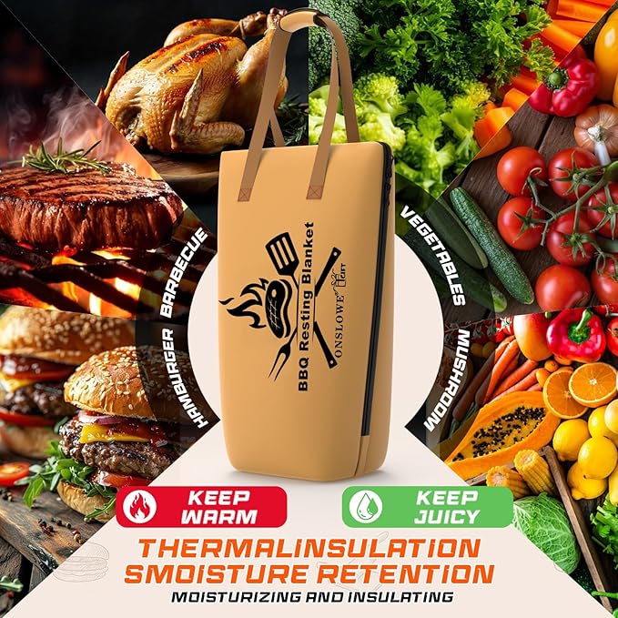 21in BBQ Blanket for Resting Meat - Meat Resting Bag of Washable Oxford Cloth - Insulated Brisket Resting Blanket for Turkey, Pork Shoulder & Beef - Gifts for Men, Christmas Gifts, BBQ Lovers Gift