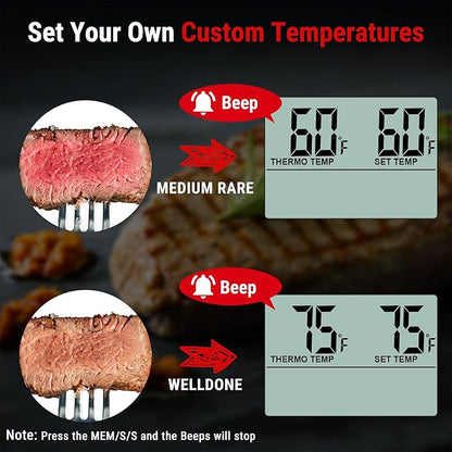 TempPro TP16 Large LCD Digital Meat Thermometer for Cooking, Smoking, Grilling, BBQ Food Temperature Indicator with Clock Timer and Stainless Steel Probe, Black(Previously ThermoPro)