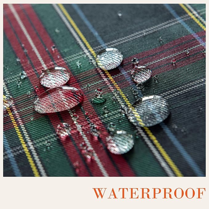 Christmas Blue Plaid Waterproof Tablecloth – Classic Woven Check Design – Holiday Dining Table Cover for Xmas Parties, Stain-Resistant & Durable, W60 x L84 in