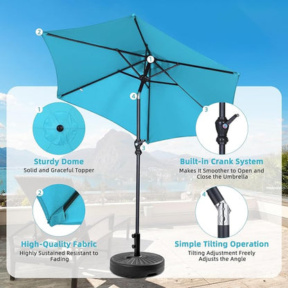 7.5FT Patio Umbrella, Outdoor Table Umbrella, Market Umbrella with Push Button Tilt and Crank for Garden, Lawn, Deck, Backyard & Pool