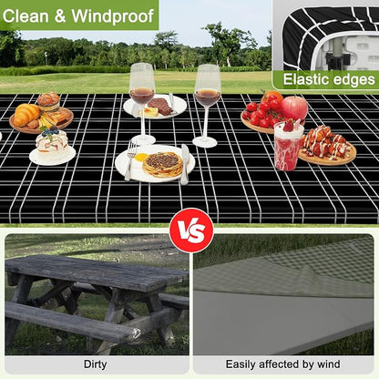 Picnic Table and Bench Cover Set, Waterproof Fitted Elastic Cloth | Portable Camping Essentials With Built-In Storage Pocket And Waterproof Fabric For Outdoor RV Or Picnic Table Use