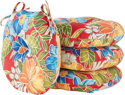 Greendale Home Fashions Aloha Crimson Outdoor 15-inch Bistro Seat Cushion, Set of 4