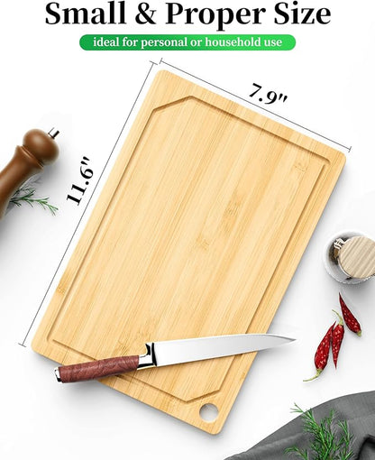 Kitsure Bamboo Cutting Board - Multi-Sizes Wooden Cutting Boards for Kitchen, Convenient Kitchen Essentials with Deep Juice Grooves, Cutting Board for Chopping & Serving, Medium, Natural