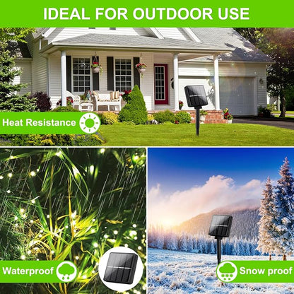 Brightever Solar String Lights, 1-Pack 40FT 100LED Solar Fairy Lights with 8 Lighting Modes, Solar Lights Outdoor Waterproof for Patio Christmas Wedding Party Tree Yard Decoration (Warm White)