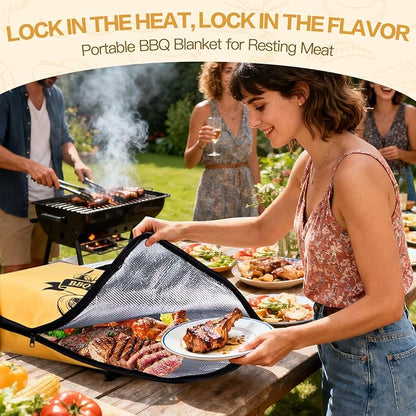 BBQ Blanket for Resting Meat, 21" Reusable Insulated BBQ Meat Resting Blanket Bag for Large Beef Brisket/Turkey/Steaks Smoker Grilling Accessories Gift for Men Dad Christmas
