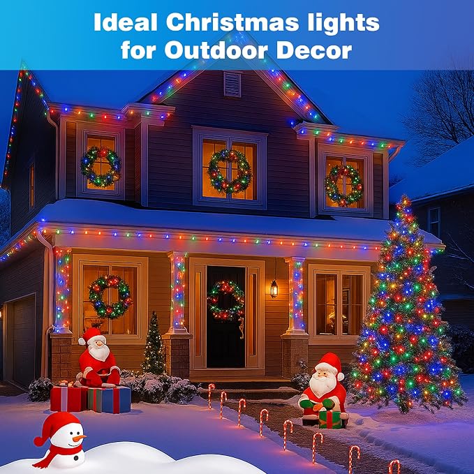 1000LED Outdoor Christmas Lights, 328FT String Lights Multicolor | IP44 waterproof,8 Modes,Remote control 3 Timers & Memory Function, Ideal Indoor & Outdoor Christmas Tree Holiday Decorations