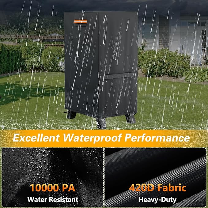 EVRBUL 40-inch Vertical Smoker Cover, 420D Heavy Duty Waterproof Outdoor Digital Electric BBQ Smoker Grill Cover Fit for Masterbuilt 40 in Cover, 24.5" W x 17" D x 39" H (Black)