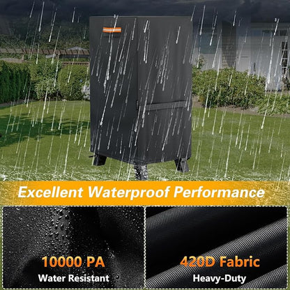 EVRBUL 40-inch Vertical Smoker Cover, 420D Heavy Duty Waterproof Outdoor Digital Electric BBQ Smoker Grill Cover Fit for Masterbuilt 40 in Cover, 24.5" W x 17" D x 39" H (Black)