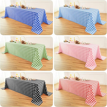 Waterproof Plaid Tablecloth Fabric - Round 120 Inch Classic Gingham Checker Table Cloth for Indoor/Outdoor Use - Buffalo Table Cover for Picnics, BBQs, and Parties