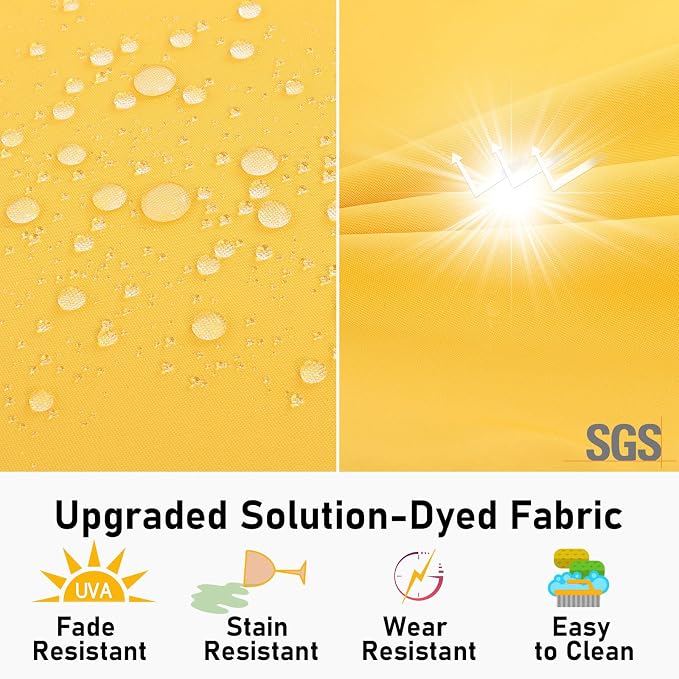 Topotdor Outdoor Chair Cushions Set of 4, 17"x16"x2" Waterproof Patio Chair Cushions for Outdoor Furniture, Round Corner Outdoor Seat Cushions Color Fastness Chair Pads with Ties, Yellow