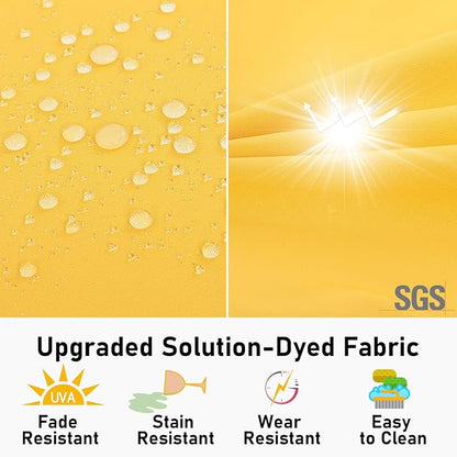 Topotdor Outdoor Chair Cushions Set of 2, 19"x19"x3" Waterproof Patio Chair Cushions for Outdoor Furniture, Round Corner Outdoor Seat Cushions Color Fastness Chair Pads with Ties, Yellow