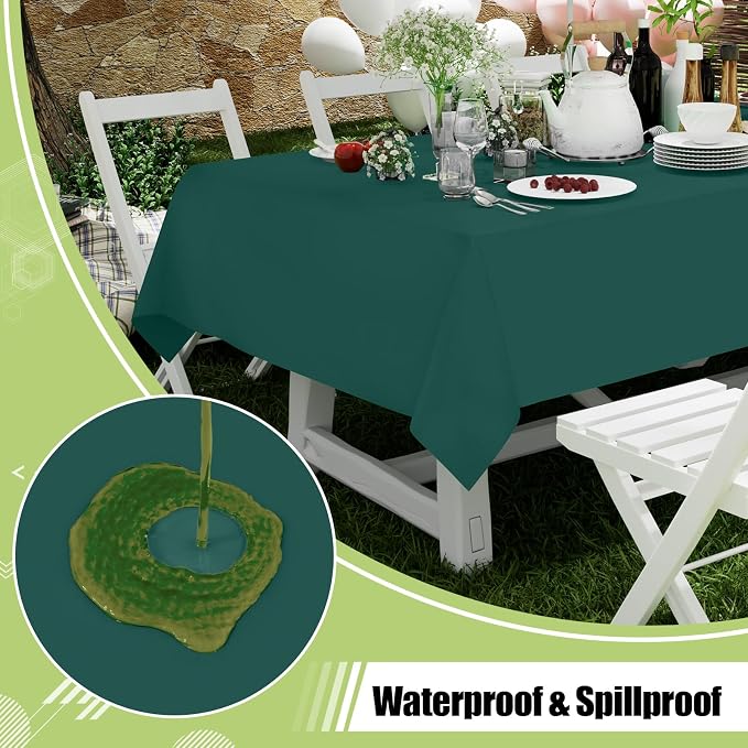 Smiry Disposable Table Cloth 3 Pack, 54 x 108 Inch Waterproof Plastic Tablecloth, Decorative Rectangle Table Covers for Party, Birthday, Picnic, Christmas Green