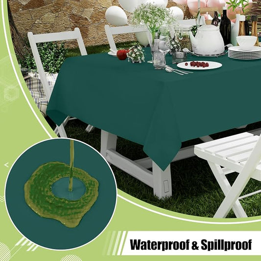 Smiry Disposable Table Cloth 3 Pack, 54 x 108 Inch Waterproof Plastic Tablecloth, Decorative Rectangle Table Covers for Party, Birthday, Picnic, Christmas Green