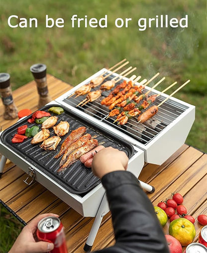 Portable Charcoal Grill Metal Small Barbecue Grill Metal Small Barbecue Grill Suitable for Outdoor Camping, Picnics, Parties, Beach Barbecues (Color : Black)