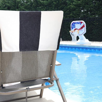 Superior Cabana Cotton Lounge Chair Cover, Outdoor Towel/Chaise Furniture Covers, Terry Cloth, Beach, Spa, Swim Accessories, Pool Chair Cover, Soft, Quick Drying, 32" x 102", Set of 4, Charcoal
