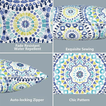 LVTXIII Outdoor/Indoor Lumbar Pillow Cases, Tropical Patio Lumbar Pillow Covers ONLY, Decorative Lumbar Cushion Cases for Home Garden Balcony Back Yard, 12 x 20 Inch, Pack of 2, Delancey Lagoon
