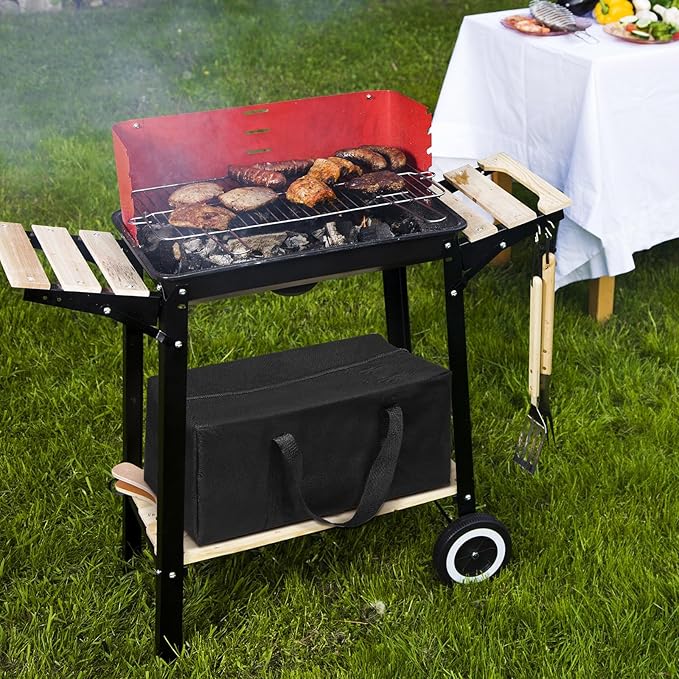 Amylove 2 Sizes Grill Utensil Storage BBQ Tool Bag 24.5" x 9.5" x 8" Large Capacity Grill Accessory Storage Waterproof Grilling Utensil Holder Outdoor BBQ Picnic Cooking Tools for Camp Barbecue
