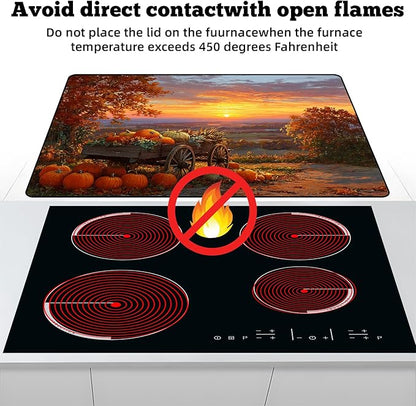 Multi-Design Stove Cover for Glass/Electric Stoves - 3-in-1 Heat-Resistant Protector Mat, Non-Slip Drying Rack 28"x20"