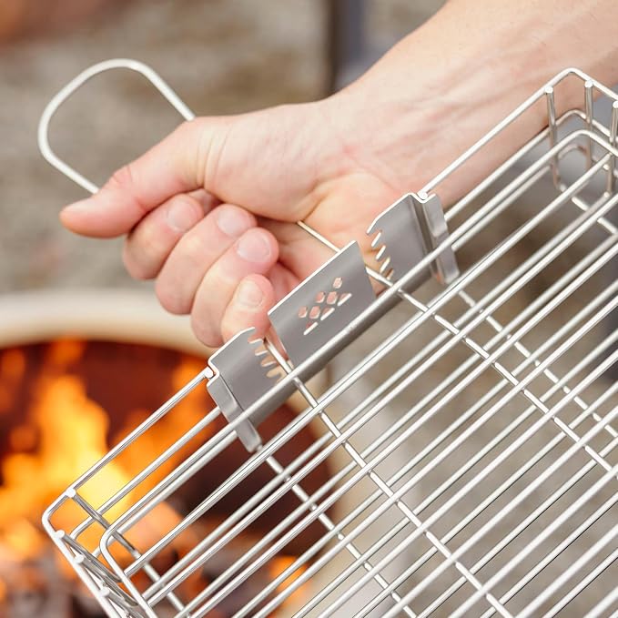 Breeo Rotisserie Flat Basket - Rotisserie Grill Accessory | For chicken, turkey, BBQ & kabobs, live fire cooking accessories