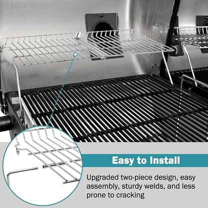 Criditpid Grill Replacement Parts for Chargriller 5050 5650 3001 5072 3008 Model. Grill Heat Plate Shield, Burners, Hanger Bracket, Igniter and Warming Rack for Char Griller Replacement Parts 5050.