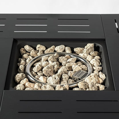 KEIKI 34 Inch Propane Fire Pit Table, 50,000 BTU Rectangular Steel Gas Fireplace, Outdoor Patio Heater for Garden Deck Courtyard