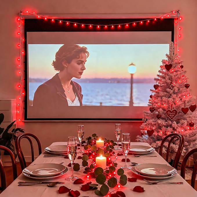 JMEXSUSS 600 LED Red Christmas Lights Outdoor, Red String Twinkle Fairy Lights Indoor Plug in, Valentines Day Lights Clear Wire for Tree Party Christmas Graduation Party Decorations | 168Ft Red Halloween Lights Clear Wire with Remote for Bedroom Room P...