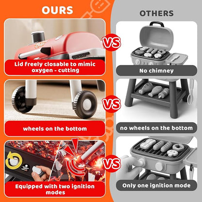 2-Tier Kids BBQ Grill Playset, Toy Grill for Kids, Outdoor Play Food | For toddlers ages 3-5, includes 35 grill accessories, play food & utensils for outdoor pretend BBQ cookout playset fun