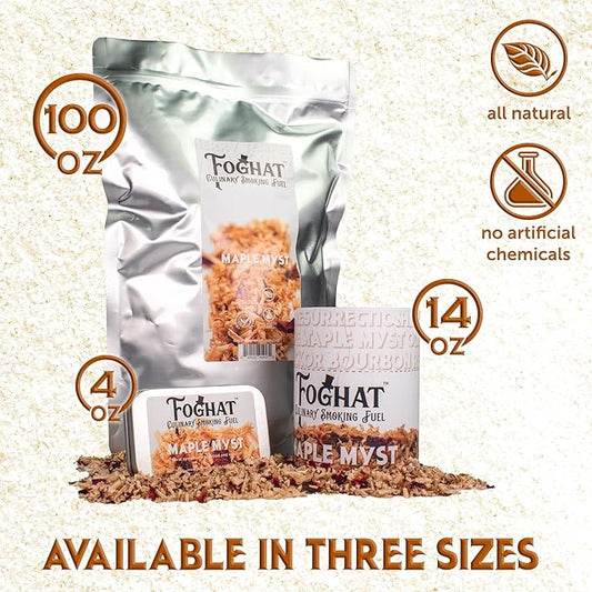 Cocktail Smoker Wood Chips - 14oz Maple Myst Shavings for Smoker, Whiskey & Drink Infuser Kit - All Natural, Culinary Wood Smoking Chips for Hand held Cocktail Smoke Gun & Bourbon Drink Smokers