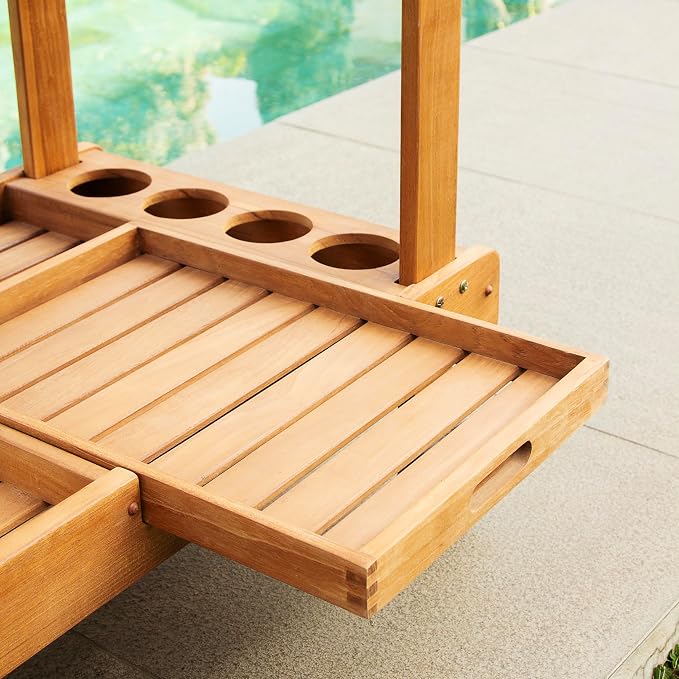 Cambridge Casual Mozaic Teak Outdoor Kitchen Cart, Solid Teak Wood Serving and Prep Station with Natural Finish, Weather-Resistant Utility Cart for Patio, Garden, BBQ, or Outdoor Entertaining Space