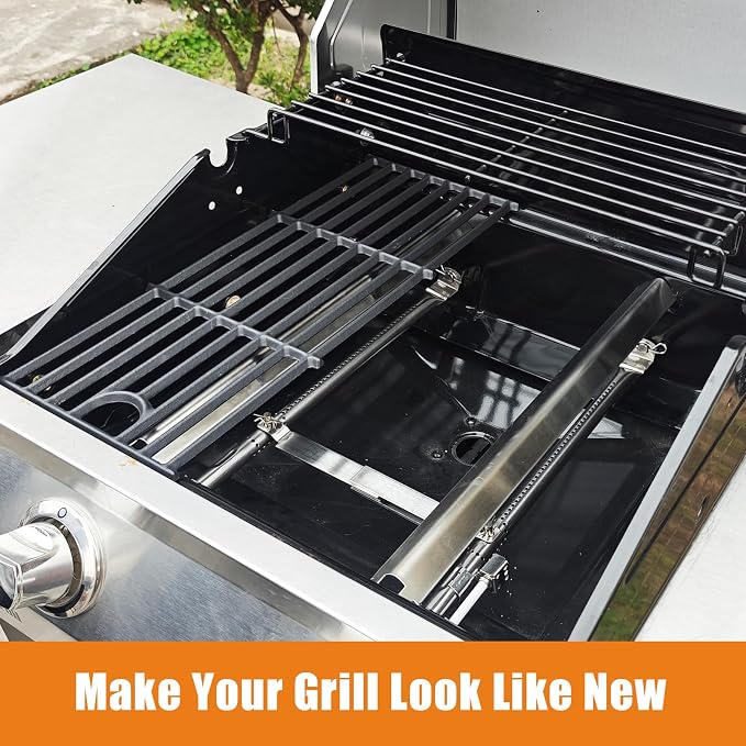 Hisencn Grill Replacement for Charbroil Performance 2 Burner 463630021, 463655421, 463660021, 463660421, 463655621 Gas Grill, 15.5" Heat Plate, 15.3" Burner & 17" Grill Grates