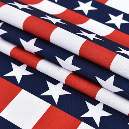 Waterproof Patriotic Tablecloth Fabric - Oblong 52x70 Inch Independence Day Buffalo Tartan Table Cloth for Indoor/Outdoor Use - Washable Tabletop Cover for Dinner, BBQs, and Parties