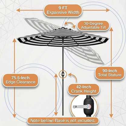 Greesum 9FT Outdoor Patio Umbrella, Table Umbrella for Yard, Market, Heavy-Duty Waterproof Pool Umbrella with 8 Sturdy Ribs, UV Protection for Beach, Deck, Garden, Backyard