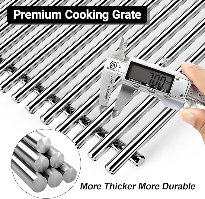 Spirit Grill Grates Stainless Steel 7637 for Weber Spirit E210 Grill Replacement for Weber Spirit 200 & Spirit GS4 II E210 Grill Parts for Weber Spirit Stainless Steel Grates 17.5" E210 E220 S210 S220