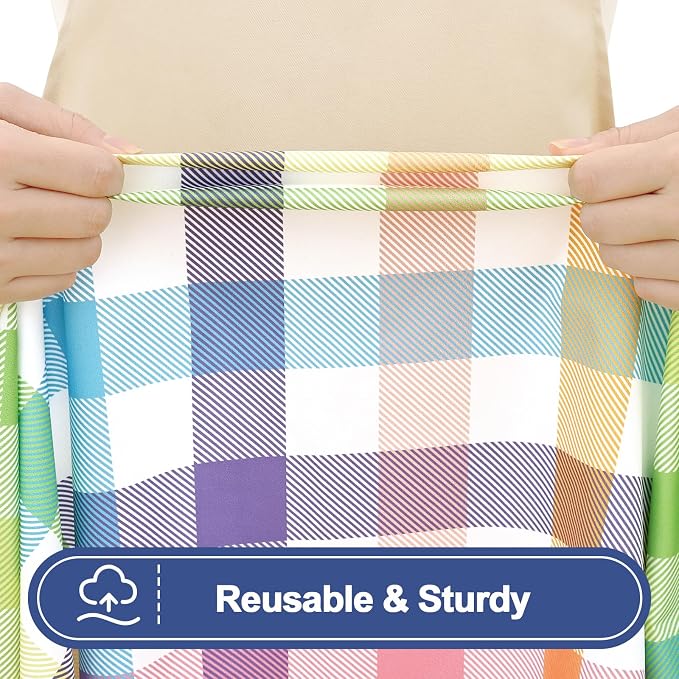 Smiry Picnic Table Cover with Bench Covers, Waterproof Elastic Fitted Tablecloths for 5 Foot Rectangle Tables, Washable Buffalo Plaid Tablecloth for Camping, Outdoor (Yellow & Green, 30"x60")