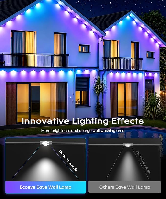 Permanent Outdoor Lights for House,200ft RGB+IC Lights with 16 Million Colors & 50 Scene Modes, App/Remote Control, IP67 Waterproof, DIY Music Sync, for Christmas, Holiday & Party Decor