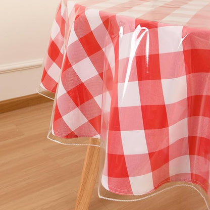 DWCN Round Plastic Table Cloth 54 Inch - 100% Waterproof, Oilproof, Stain Resistant Table Cloth Protector Transparent PVC Vinyl Table Cover for Parties, Dining,Crystal Clear