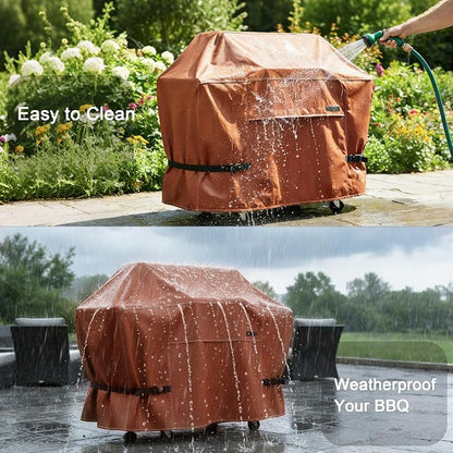 NettyPro Grill Cover for Outdoor Small Grill 32 Inch Waterproof Heavy Duty | 2 Burner Gas BBQ Cover for Outside, UV Protection, Windproof Strap, Air Vent, Fits Weber, Char-Broil, Brinkmann Barbecue
