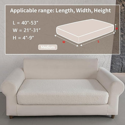 OHSIO Couch Cushion Covers for Sectional Sofa, Stretch Soft Sofa Slipcovers Washable Wear-Resistant Universal Furniture Protector for Living Room(1 Piece Loveseat Cover, Ivory)