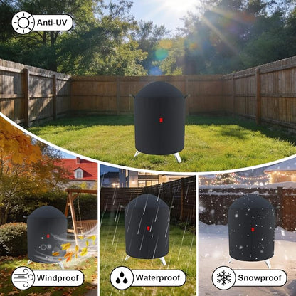 Outdoor Grill Cover Fits Cuisinart 16" Vertical Charcoal Smoker COS-116, Cover Geny Waterproof 600D Heavy Duty Round Smoker Grill Covers, 22" D x 27" H.