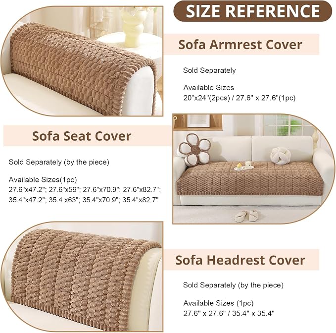 OstepDecor Couch Cover for Dogs, Washable Non Slip Sofa Cover for Pets | Soft Couch Covers for Sofa, Loveseat and Sectional, Furniture Protector Against Pet Hair & Dirt (35.4" x 63", Brown)