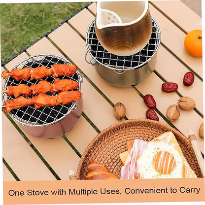 Portable Charcoal Grill, Small Grill with Handle for Outdoor Cooking, Stainless Steel Charcoal for Backyard, Purple