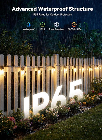 Minetom 80FT Outdoor String LED Patio Lights Waterproof,Shatterproof S14 Vintage Edison Bulbs,Commercial Grade Outside Hanging Lights Waterproof for Porch Deck Garden Backyard Balcony Cafe Bistro
