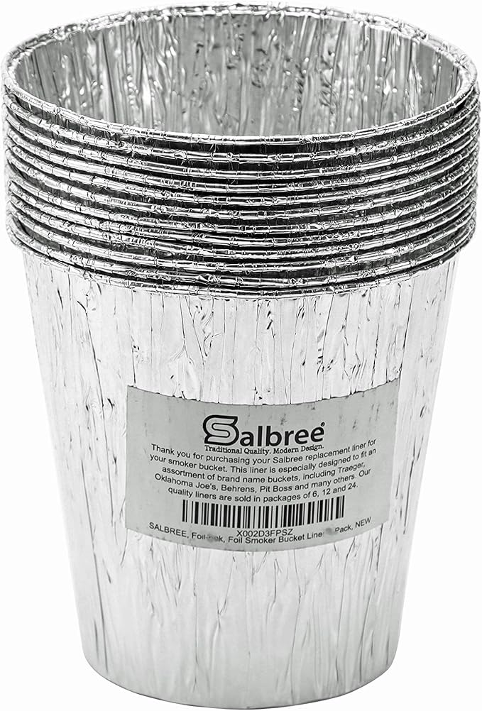 Smoker Bucket Drip Foil Liner Tray for Catching Grease, Compatible with Traeger, Oklahoma Joe, Pit Boss & Other Grill Bucket Accessories for Pro Pellet Oklahoma Joe's (12pk, 5.75x5.75 inches)