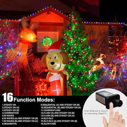 33ft Christmas Decorative Mini Lights, 100 LED Green Wire Fairy Starry String Lights Plug in, 16 Lighting Modes, for Indoor Outdoor Xmas Tree Wedding Party Decoration (Red+Green)