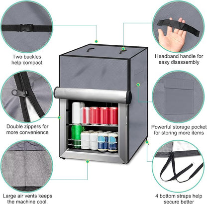 Outdoor Refrigerator Cover Outdoor Dustproof Freezer Covers for Protecting Upright Freezers/Beverage Refrigerator Compact 3.0 Cubic Foot Freezer (Silver-22" x 23" x 34")