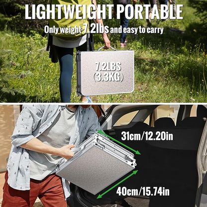 GARLLEN Folding Camping Table with Storage Bag, Max Capacity 66lbs | 3-Height Adjustable Picnic Table with MDF Tabletop, Portable Aluminum Outdoor Table for Camping, Travel, 34.2" L x 15.7" W