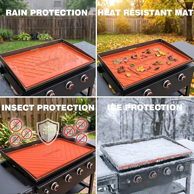 Caketime Silicone Mat for Blackstone 36 Inch Griddle Accessories Grill Top Cover Protector Waterproof Heat Resistant Durable Heavy Duty Cooking Baking BBQ Outdoor Tool Orange Father Dad Men Gifts