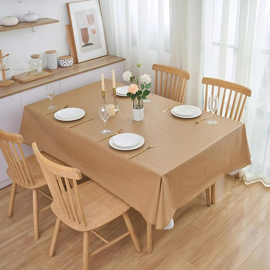 LIBERECOO Heavy Duty Vinyl Tablecloth with Flannel Backing Waterproof Oil-Proof Plastic Table Cloth Stain-Resistant Wipeable Rectangle or Square Table Cover for Indoor and Outdoor 60 x 102 Inch